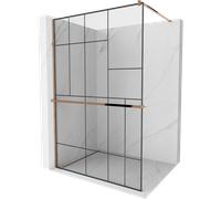 Mexen Kioto+ paroi de douche avec étagère Walk-in 100 x 200 cm, motif noir, or rose - 800-100-121-60-78 13994 5907709178168