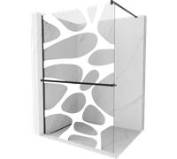 Mexen Kioto+ paroi de douche avec étagère Walk-in 100 x 200 cm, onde blanche, noire - 800-100-121-70-97 13863 5907709178984
