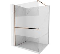 Mexen Kioto+ paroi de douche avec étagère Walk-in 100 x 200 cm, transparent/verre dépoli, or rose - 800-100-121-60-35 13953 5907709178113