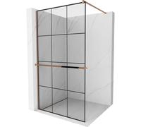 Mexen Kioto+ paroi de douche avec étagère Walk-in 110 x 200 cm, grille noire, or rose - 800-110-121-60-77 13987 5907709178250