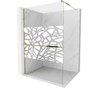Mexen Kioto+ paroi de douche avec étagère Walk-in 110 x 200 cm, motif blanc, doré - 800-110-121-50-85 13920 5907709177482