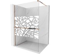 Mexen Kioto+ paroi de douche avec étagère Walk-in 120 x 200 cm, motif blanc, or rose - 800-120-121-60-85 14004 5907709178373
