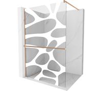Mexen Kioto+ paroi de douche avec étagère Walk-in 130 x 200 cm, vague blanche, cuivre brossé - 800-130-121-65-97 37804 5905315248015