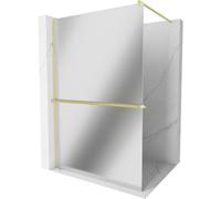 Mexen Kioto+ paroi de douche avec étagère Walk-in 140 x 200 cm, miroir, or brossé - 800-140-121-55-50 37069 5905315247063