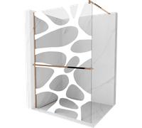 Mexen Kioto+ paroi de douche avec étagère Walk-in 140 x 200 cm, vague blanche, or rose - 800-140-121-60-97 14014 5907709178588