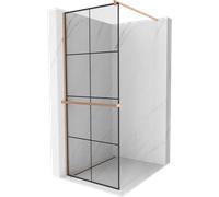 Mexen Kioto+ paroi de douche avec étagère Walk-in 70 x 200 cm, grille noire, cuivre brossé - 800-070-121-65-77 37346 5905315247261