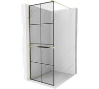 Mexen Kioto+ paroi de douche avec étagère Walk-in 70 x 200 cm, grille noire, dorée - 800-070-121-50-77 13900 5907709169654