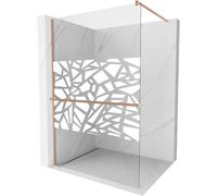 Mexen Kioto+ paroi de douche avec étagère Walk-in 70 x 200 cm, motif blanc, cuivre brossé - 800-070-121-65-85 37787 5905315247285