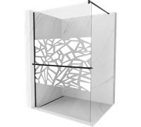 Mexen Kioto+ paroi de douche avec étagère Walk-in 70 x 200 cm, motif blanc, noir - 800-070-121-70-85 13852 5907709178670