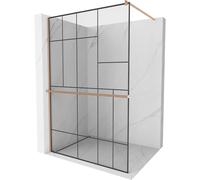 Mexen Kioto+ paroi de douche avec étagère Walk-in 70 x 200 cm, motif noir, cuivre brossé - 800-070-121-65-78 37777 5905315247278