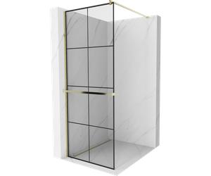 Mexen Kioto+ paroi de douche avec étagère Walk-in 80 x 200 cm, carreau noir, or - 800-080-121-50-77 13901 5907709169753