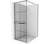 Mexen Kioto+ paroi de douche avec étagère Walk-in 80 x 200 cm, grille noire, or rose - 800-080-121-60-77 13984 5907709177956