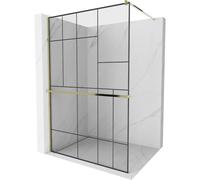 Mexen Kioto+ paroi de douche avec étagère Walk-in 80 x 200 cm, motif noir, or - 800-080-121-50-78 13909 5907709169760