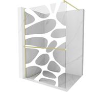 Mexen Kioto+ paroi de douche avec étagère Walk-in 80 x 200 cm, vague blanche, or brossé - 800-080-121-55-97 37103 5905315246394