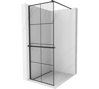 Mexen Kioto+ paroi de douche avec étagère Walk-in 90 x 200 cm, motif grille noire, noir - 800-090-121-70-77 13838 5907709178854