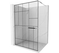 Mexen Kioto+ paroi de douche avec étagère Walk-in 90 x 200 cm, motif noir, chrome - 800-090-121-01-78 13750 5907709169067