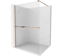 Mexen Kioto+ paroi de douche avec étagère Walk-in 90 x 200 cm, rayures, or rose - 800-090-121-60-09 21324 5905315201119