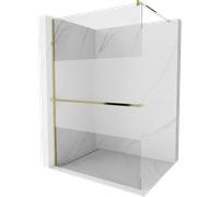 Mexen Kioto+ paroi de douche avec étagère Walk-in 90 x 200 cm, transparent/givre, or - 800-090-121-50-35 13870 5907709169814