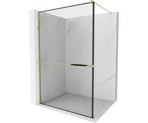 Mexen Kioto+ paroi de douche avec plateau Walk-in 80 x 200 cm, cadre noir, or - 800-080-121-50-70 13893 5907709169746