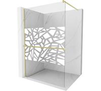 Mexen Kioto+ paroi de douche avec tablette de plain-pied 110 x 200 cm, motif blanc, brosse dorée - 800-110-121-55-85