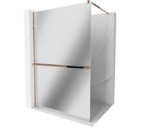 Mexen Kioto+ Paroi de douche avec tablette et barre 100 x 200 cm, Miroir 8 mm, Rose doré - 800-100-121-60-50