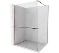 Mexen Kioto+ paroi de douche avec tablette et barre 100 x 200 cm, Transparent 8 mm, Golden Pink - 800-100-121-60-00