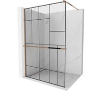 Mexen Kioto+ paroi de douche avec tablette et barre 100 x 200 cm, Transparent/Noir motif 8 mm Golden Pink - 800-100-121-60-78