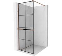 Mexen Kioto+ paroi de douche avec tablette et barre 70 x 200 cm, Transparent/Noir motif 8 mm, Golden Pink - 800-070-121-60-77