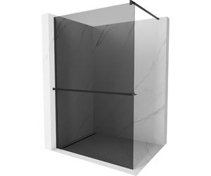 Mexen Kioto+ paroi de douche avec tablette et barre 80 x 200 cm, Noir graphite 8 mm, Noir - 800-080-121-70-40