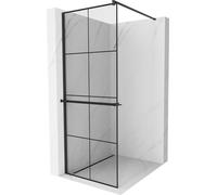 Mexen Kioto+ paroi de douche avec tablette et barre 80 x 200 cm, Transparent/Noir motif 8 mm, Noir - 800-080-121-70-77