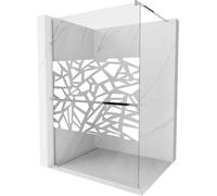Mexen Kioto+ paroi de douche avec tablette et barre 90 x 200 cm, Transparent/Blanc motif 8 mm, Chrome - 800-090-121-01-85