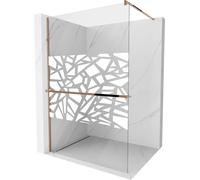 Mexen Kioto+ paroi de douche avec tablette et barre 90 x 200 cm, Transparent/Blanc motif 8 mm, Golden Pink - 800-090-121-60-85