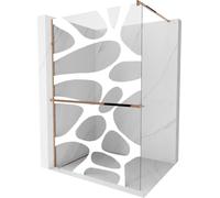 Mexen Kioto+ paroi de douche avec tablette et barre 90 x 200 cm, Transparent/Blanc motif 8 mm, Golden Pink - 800-090-121-60-97
