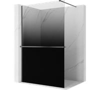 Mexen Kioto+ Paroi de douche avec tablette Walk-in 150 x 200 cm, ombre noire 8 mm, gris gun brossé - 800-150-121-66-76 110032 5907931210247