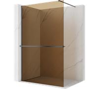 Mexen Kioto+ paroi de douche avec une étagère Walk-in 120 x 200 cm, bronze 8 mm, gris canon brossé - 800-120-121-66-32 110112 5907931211954
