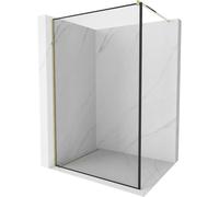 Mexen Kioto paroi de douche Walk-in 100 x 200 cm, cadre noir 8 mm, doré - 800-100-101-50-70 2808 5907709131552