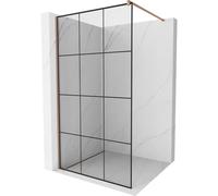 Mexen Kioto paroi de douche Walk-in 100 x 200 cm, grille noire 8 mm, or rose - 800-100-101-60-77 2873 5907709132818