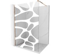 Mexen Kioto paroi de douche Walk-in 100 x 200 cm, vague blanche 8 mm, or rose - 800-100-101-60-97 3085 5907709130159