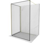 Mexen Kioto paroi de douche Walk-in 120 x 70 cm, cadre noir, or brossé - 800-120-212-55-70-070 49357 5905315391650
