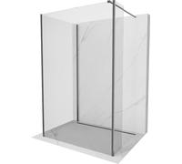 Mexen Kioto paroi de douche Walk-in 120 x 75 x 40 cm, transparente, gris ardoise brossé - 800-120-075-221-66-00-040