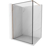 Mexen Kioto paroi de douche Walk-in 130 x 200 cm, cadre noir 8 mm, or rose - 800-130-101-60-70 2824 5907709131682