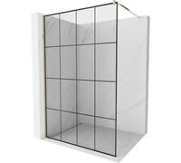 Mexen Kioto paroi de douche Walk-in 130 x 200 cm, grille noire 8 mm, or - 800-130-101-50-77 2868 5907709132764