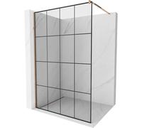 Mexen Kioto paroi de douche Walk-in 130 x 200 cm, grille noire 8 mm, or rose - 800-130-101-60-77 2878 5907709132849