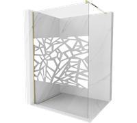 Mexen Kioto paroi de douche Walk-in 130 x 200 cm, motif blanc 8 mm, or - 800-130-101-50-85 3039 5907709130425