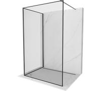 Mexen Kioto paroi de douche Walk-in 140 x 110 cm, cadre noir, gris canon brossé - 800-140-212-66-70-110 49488 5905315392787