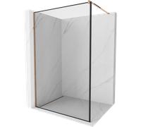 Mexen Kioto paroi de douche Walk-in 140 x 200 cm, cadre noir 8 mm, or rose - 800-140-101-60-70 2826 5907709131699