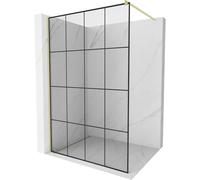 Mexen Kioto paroi de douche Walk-in 160 x 200 cm, grille noire 8 mm, or brossé - 800-160-101-55-77 38391 5905315240873