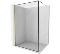 Mexen Kioto paroi de douche Walk-in 80 x 200 cm, cadre noir 8 mm, doré - 800-080-101-50-70 2805 5907709131538