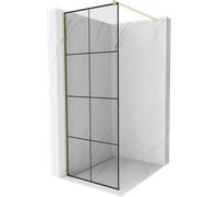 Mexen Kioto Paroi de douche Walk-in 80 x 200 cm, grille noire 8 mm, doré brossé - 800-080-101-55-77 37418 5905315239969