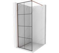 Mexen Kioto paroi de douche Walk-in 90 x 200 cm, grille noire 8 mm, or rose - 800-090-101-60-77 2872 5907709132801
